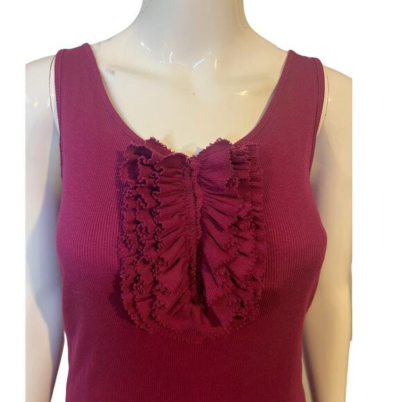 Loft Ann Taylor Women's Size L Sleeveless Tank Top Purple Magenta Ruffle Front - Picture 6 of 15
